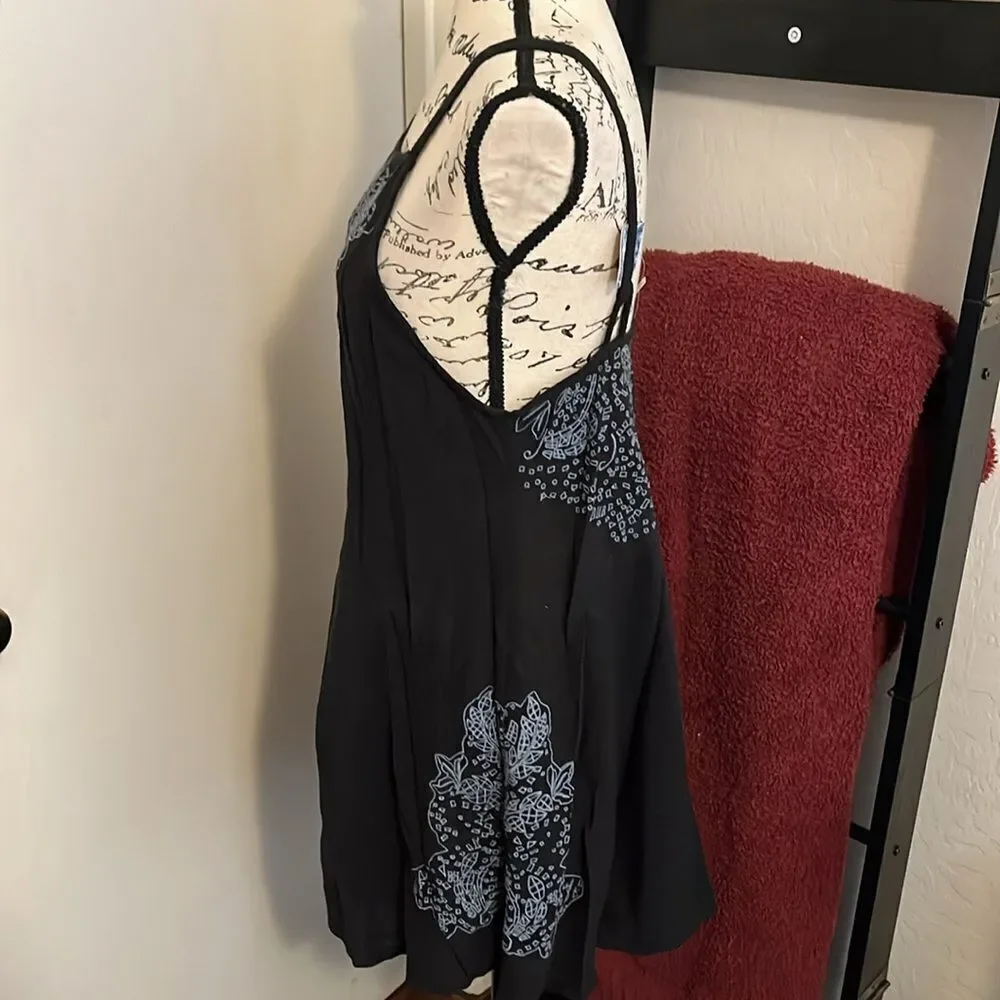 Free People Intimately Free Tulum Cutout Black Embroidered Slip Dress Boho